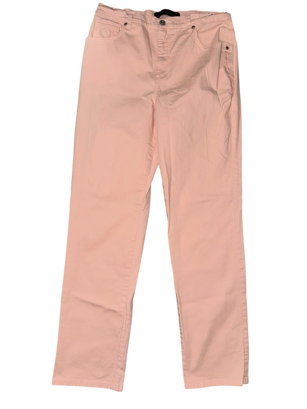 Gloria Vanderbilt Amanda Jeans Womens 12 Pink Embellished Tapered Stretch Denim
